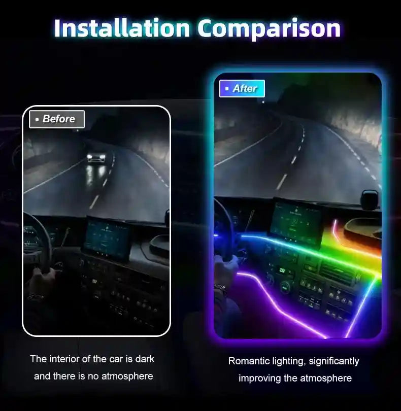 LED Car Ambient Lights: 10-in-1 RGB Bluetooth App-Controlled Interior Kit Tidesmit