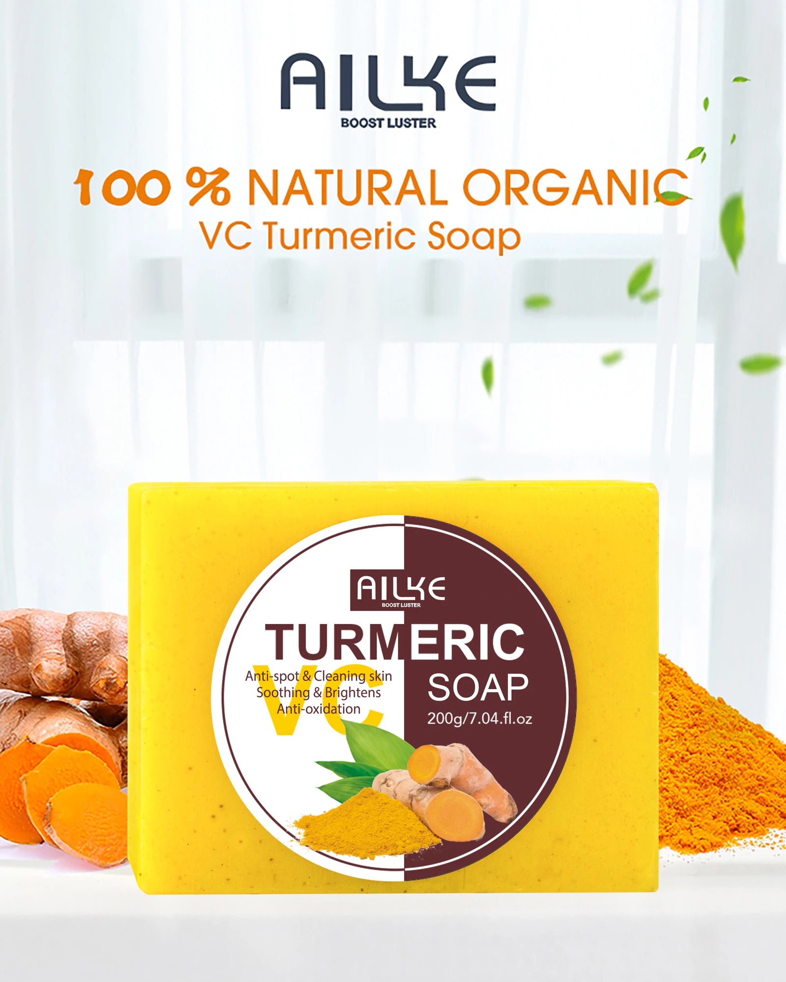 AILKE Organic Turmeric Skin Care Set, Brighten, Cleaning Skin, Remove Acne,Pimples, Whitening, Even Skin Tone, Improve Dry Skin