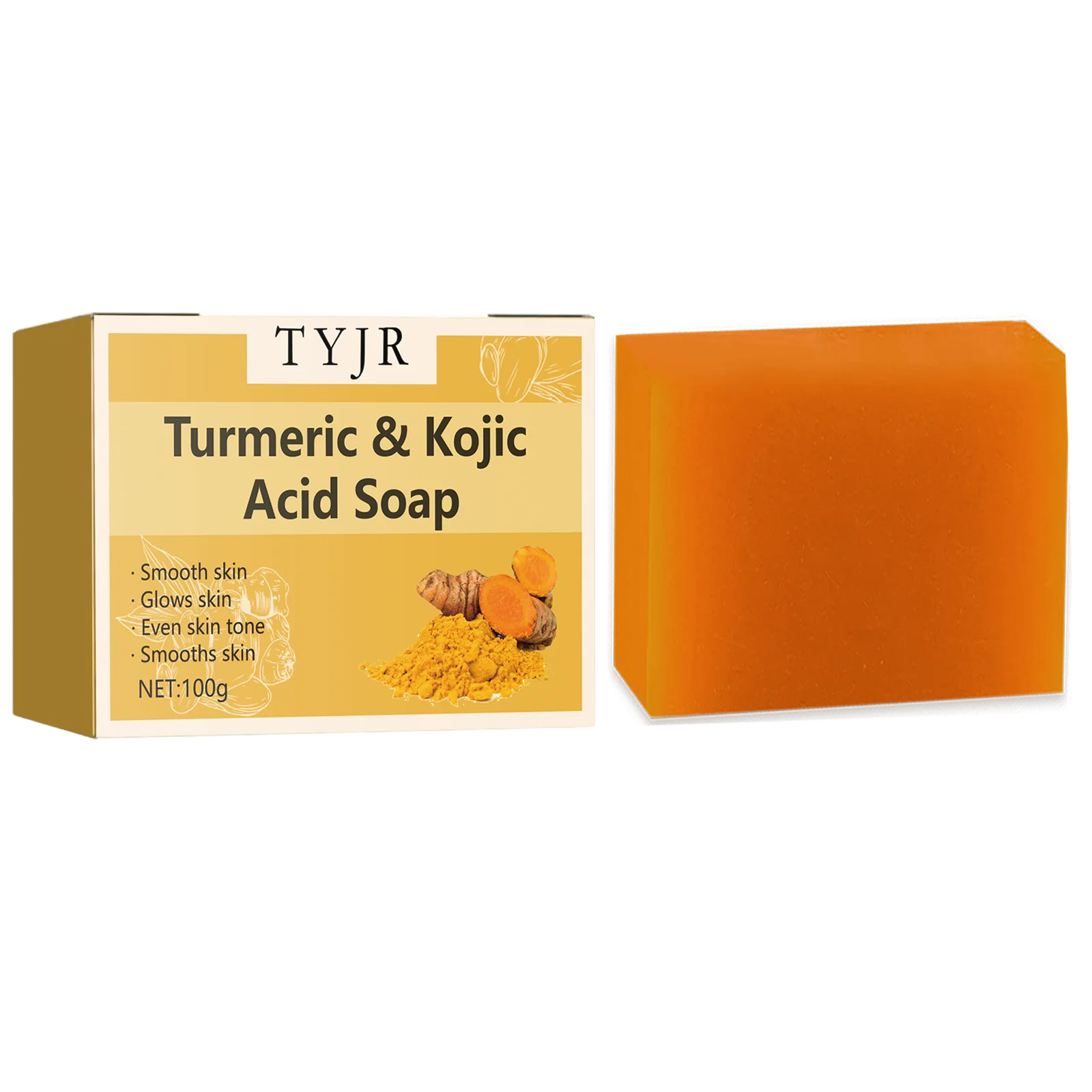 Lemon Turmeric Acid Soap - Deep Cleansing and Moisturizing, Contains Vitamin E and Olive Oil, Handmade, Suitable for Hair, Face, and Body, Suitable for All Skin Types, Lemon Turmeric Soap