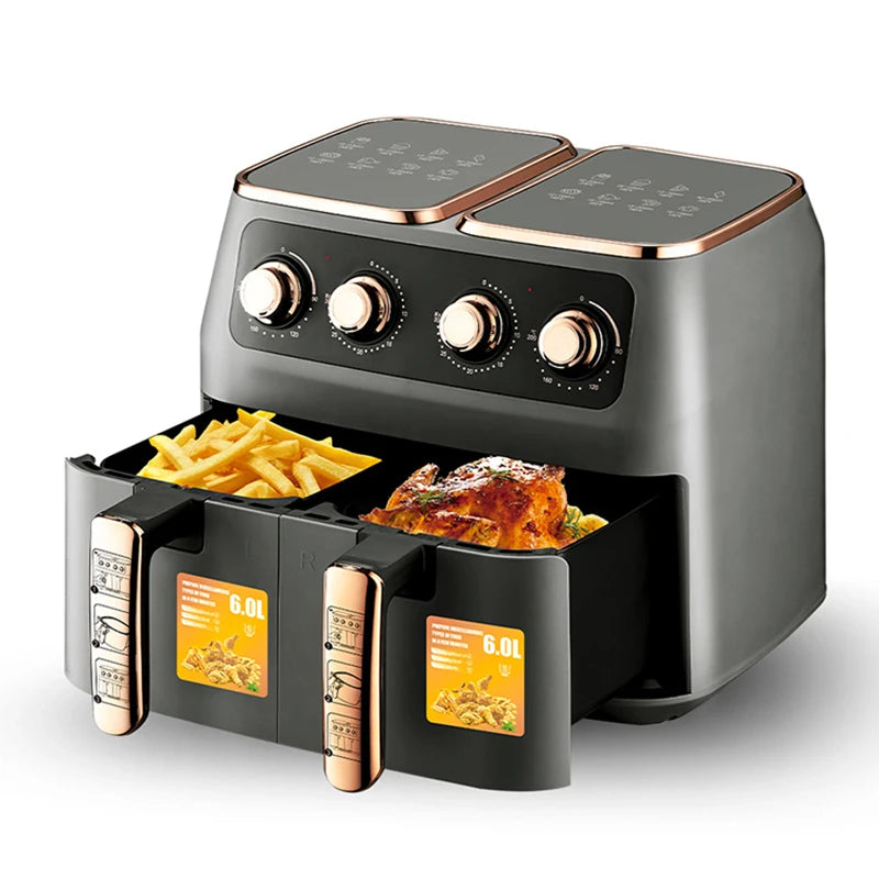 12L Air Fryer With 2 Independent Nonstick Frying Baskets Dual Zone Air Fryers Oilless Cooker Match Cook Roast Broil Dehydrate