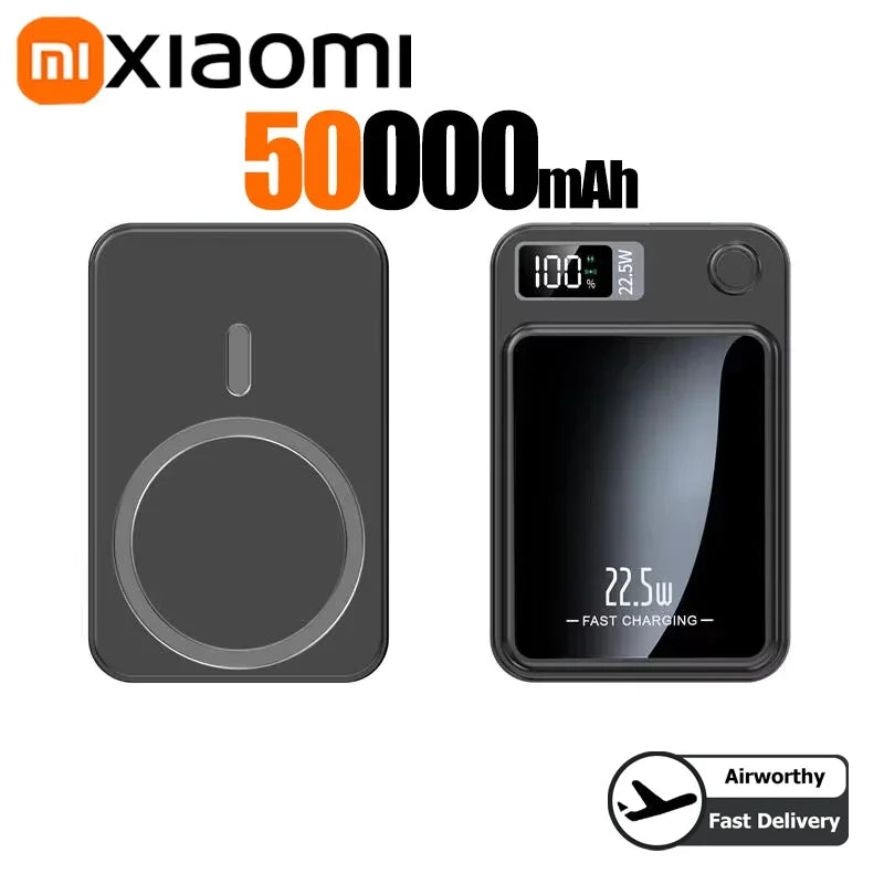 Tidesmit Magnetic Portable Charger - High Capacity Fast Power Bank Black 50000mAH Tidesmit