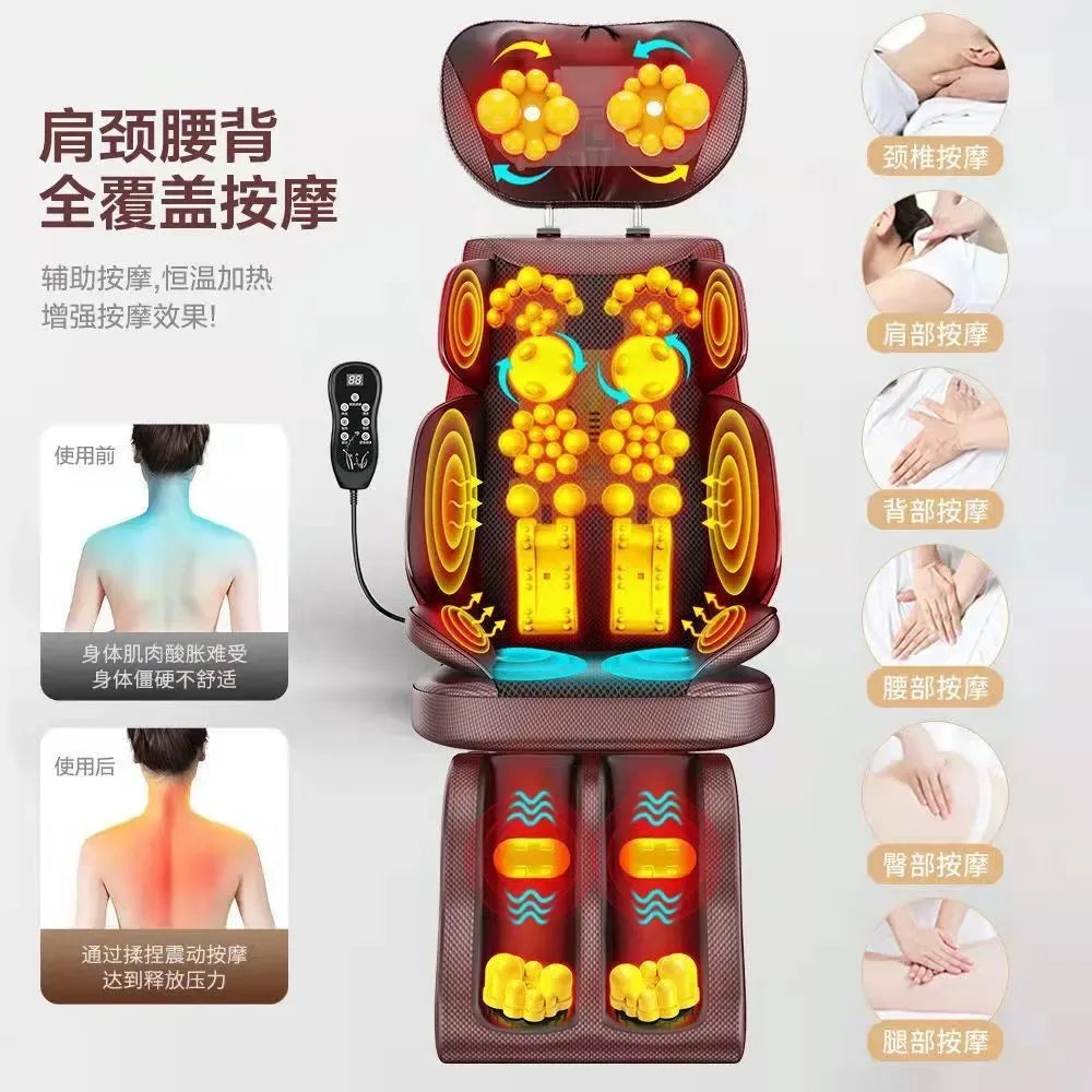 Electric Massager Full Body Cushion with Heat Therapy - Tidesmit Back Massage Instrument Tidesmit