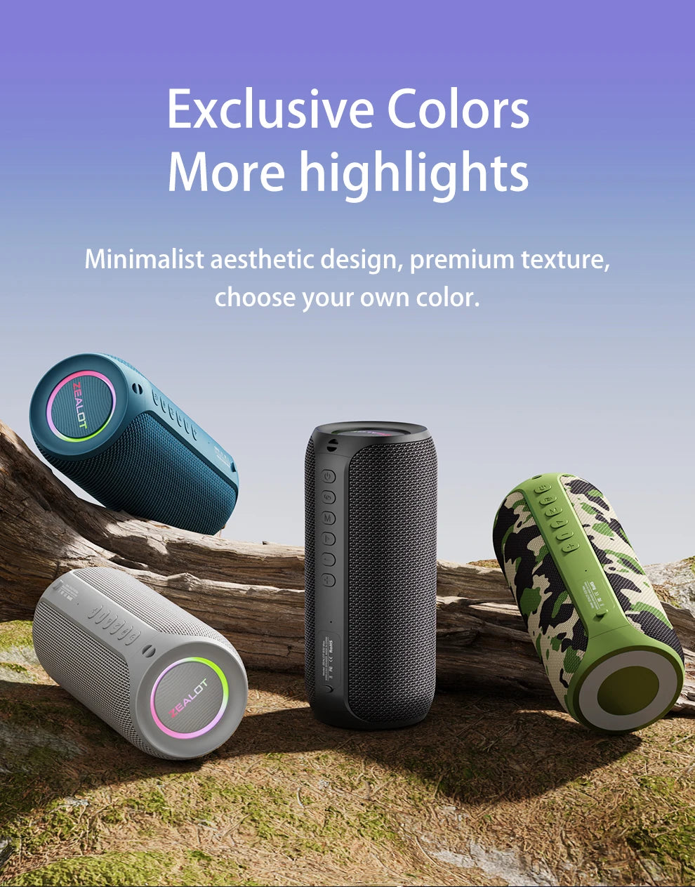 Zealot S32 MAX Outdoor Portable Subwoofer Wireless Speaker,Waterproof IPX 5,Dual Pairing, 3600mAh Battery.