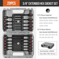 Hi-Spec 3/8 Impact Socket Set Wrench Socket Hex Socket Set S2 Bits & CR-V Sockets Hand Tools Torx Bit Long Socket Colorful Ring