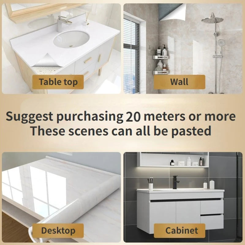 80cm Marble Waterproof Wallpaper for Kitchen Cabinets Bathroom Decor Kitchen Foil Renovation Self Adhesive Oil Proof Stickers
