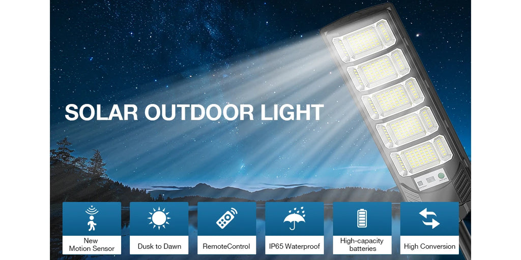 2-Pack 540-LED 120000LM Solar Street Lights (Outdoor Dusk-to-Dawn Motion Sensor) Easy to Install Waterproof