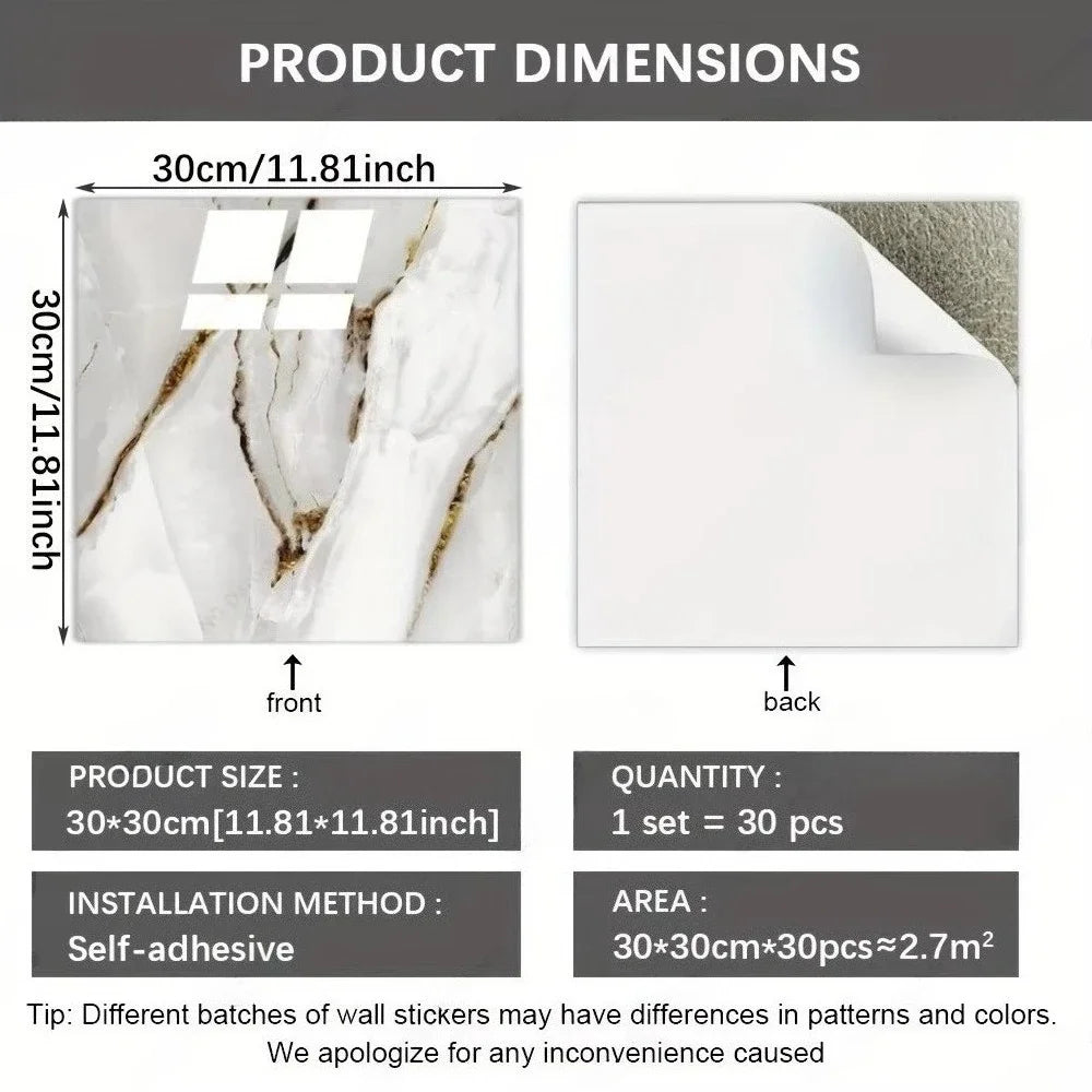 Marble Peel and Stick Backsplash Waterproof Washroom Wall Panels, Peel and Stick Tile, PVC Wall Panels for Kitchen