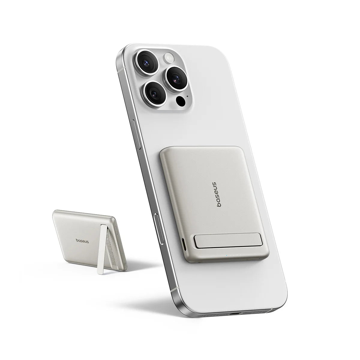 Magnetic Power Bank 5000mAh Wireless Charger with Kickstand Titanium 5000mAh China Mainland Tidesmit