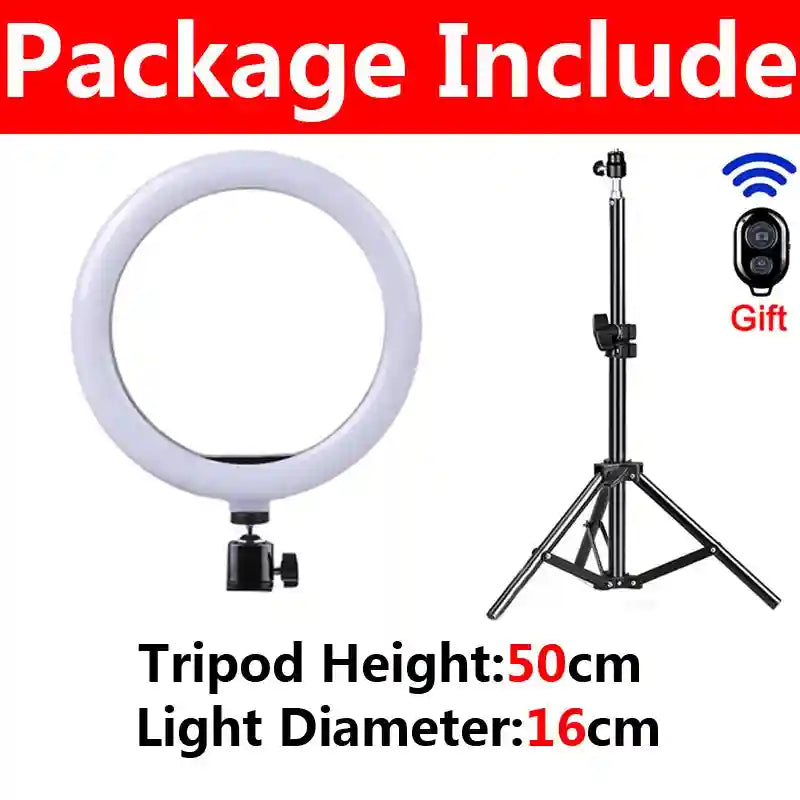 LED Ring Light with Tripod - Dimmable 33cm Content Creation Lamp D-16cm Tidesmit
