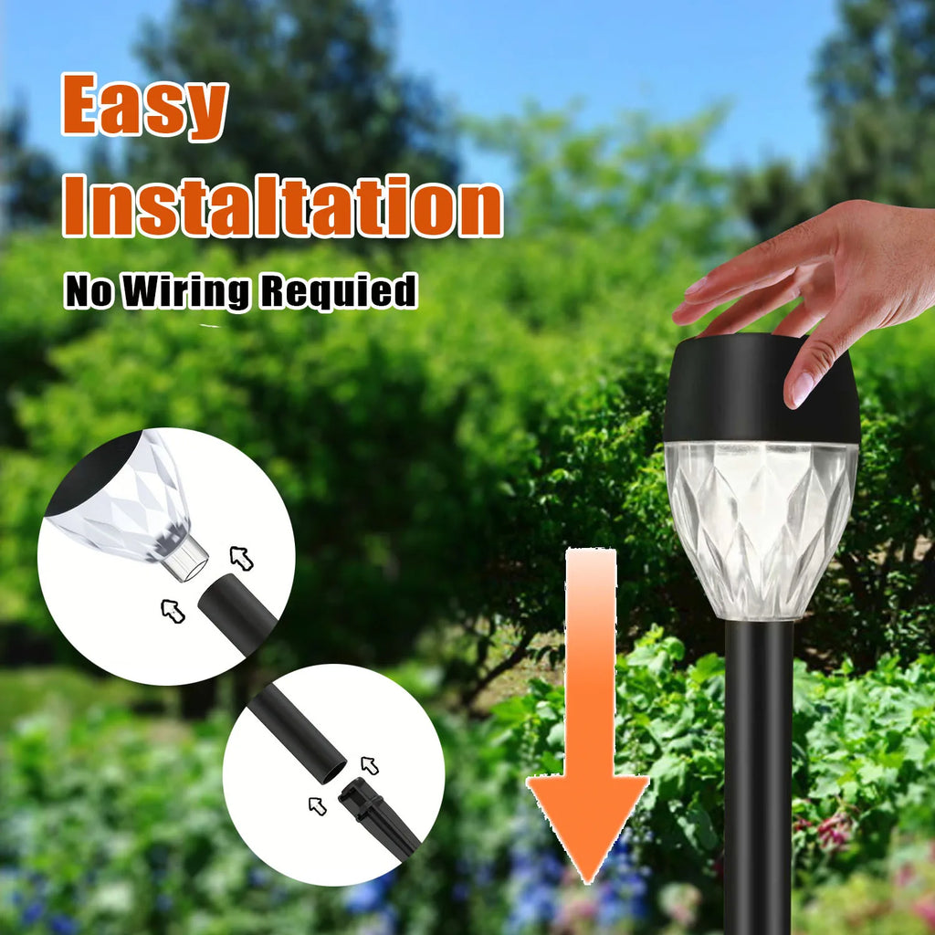 12Pcs Solar-Powered Outdoor New Style Stick Lights, Lawn Lights, Warm Light/White Light Led Lighting, Garden Lights, Path Lights, Suitable for Sidewalks, Patios, Yards, Villa Gardens, and Ground-Inserted Lights