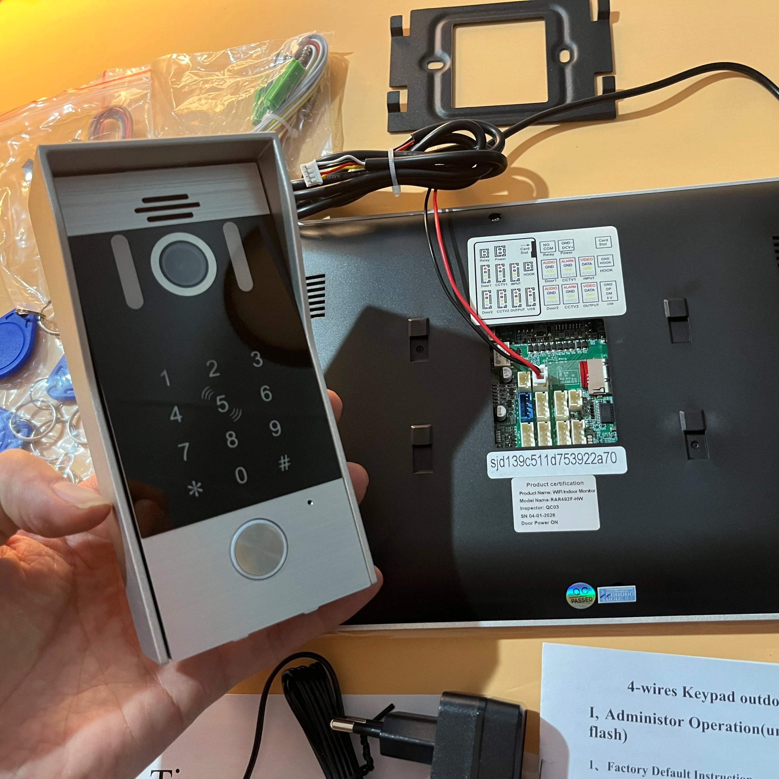 5in1 Unlock Doorbell 10inch 1080P Touch Monitor Video Intercom System Home intercom with Fingerprint IC Card Unlock for apartmen