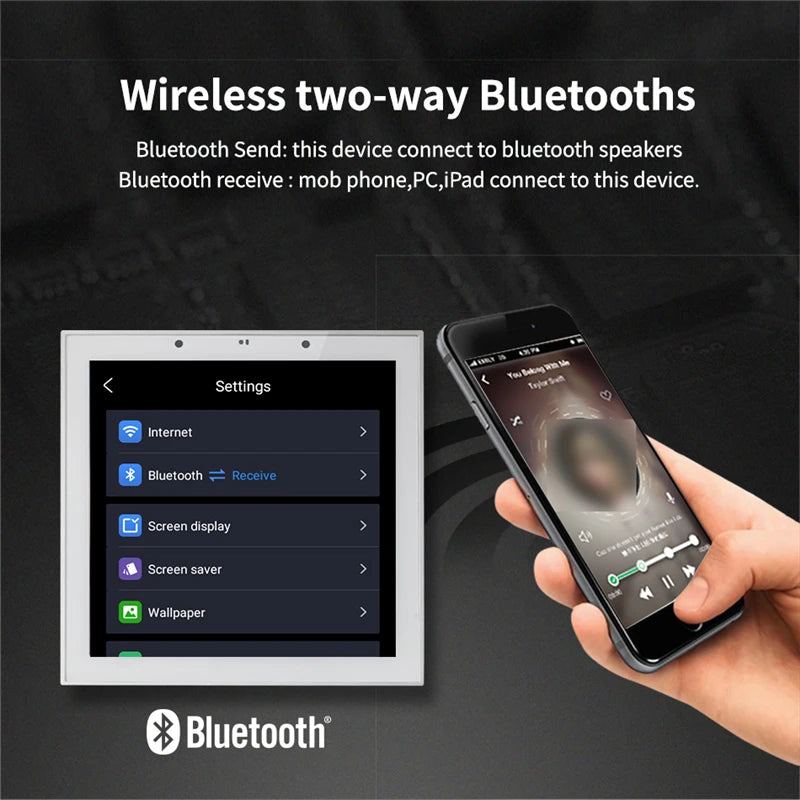Home Smart Audio Android 11 WIFI System TUYA Control Panel Bluetooths Wall Amplifier Ceiling Speakers ALEXA Voice Music Player
