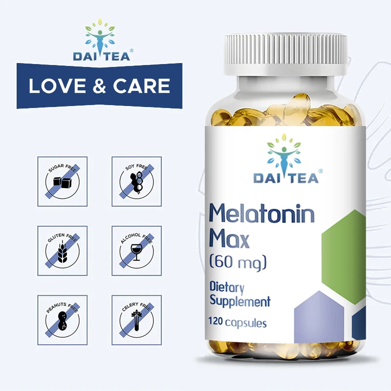 Melatonin Capsules Dietary Supplement - Relieve Insomnia, Help Improve Sleep Quality, Reduce Waking Time, Help Deep Sleep