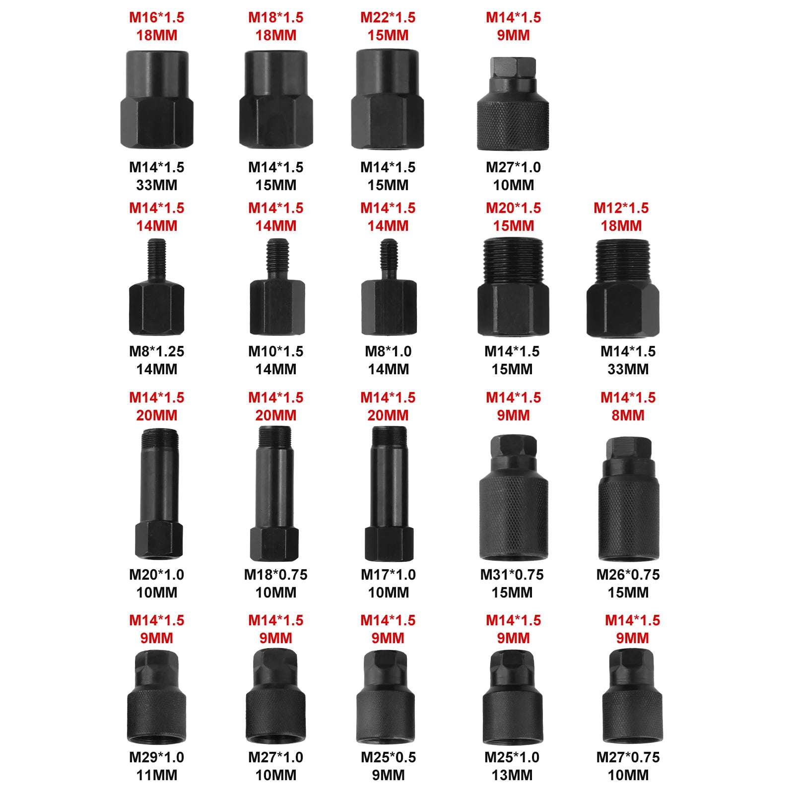 Podofo 24PCS Pneumatic Diesel Injector Puller Tool Kit Air Powered Injector Extractor Removal Tool Set with 19 Adapters Hooks for Common Rail Fuel Injectors Diesel Engine Repair Garage Auto Tools