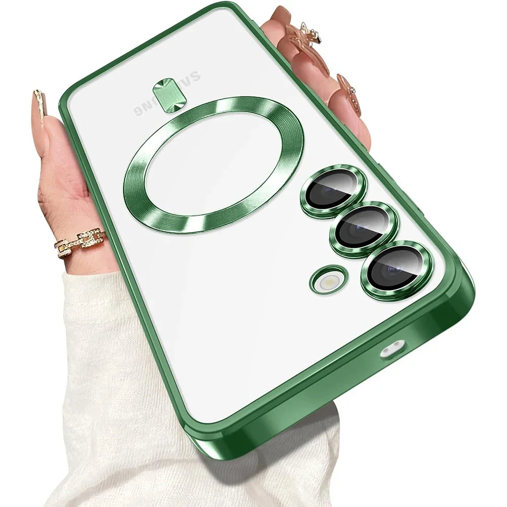Magnetic Phone Case for Samsung Galaxy S26 Ultra - Shock-Absorbing Plating Green Tidesmit