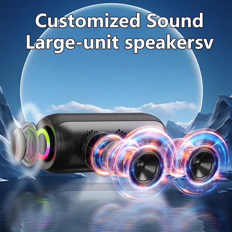 Zealot S32 MAX Outdoor Portable Subwoofer Wireless Speaker,Waterproof IPX 5,Dual Pairing, 3600mAh Battery.