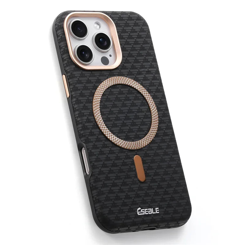 iPhone 16 Pro Max Case Leather Carbon Fiber MagSafe Slim Protective Cover Tidesmit