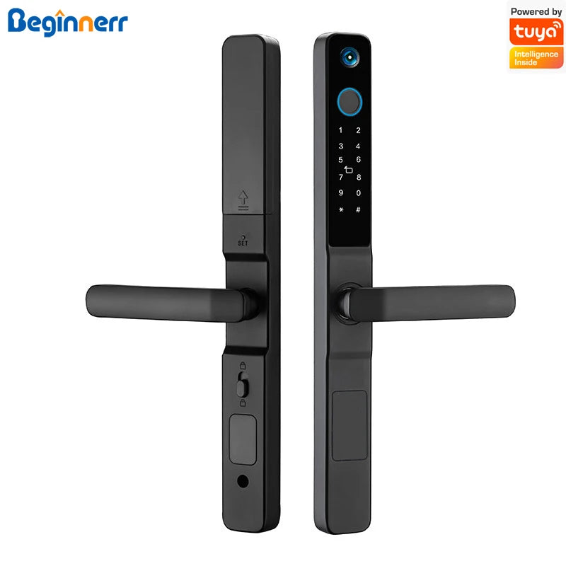 Peephole Camera Smart Aluminum Lock Euro 3592 Mortise Waterproof Tuya Wifi Fingerprint Digital Lock of UPVC Grill Sliding Door