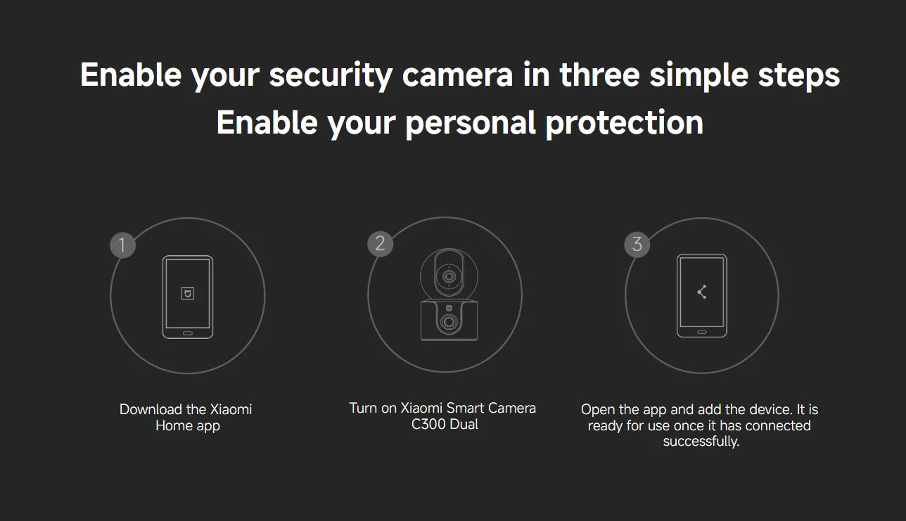 Xiaomi Smart Camera C300 Dual Lens PTZ 360° AI Detection 3 Million Pixels Full Color Night Vision WiFi 6 Home Security Mi Home C
