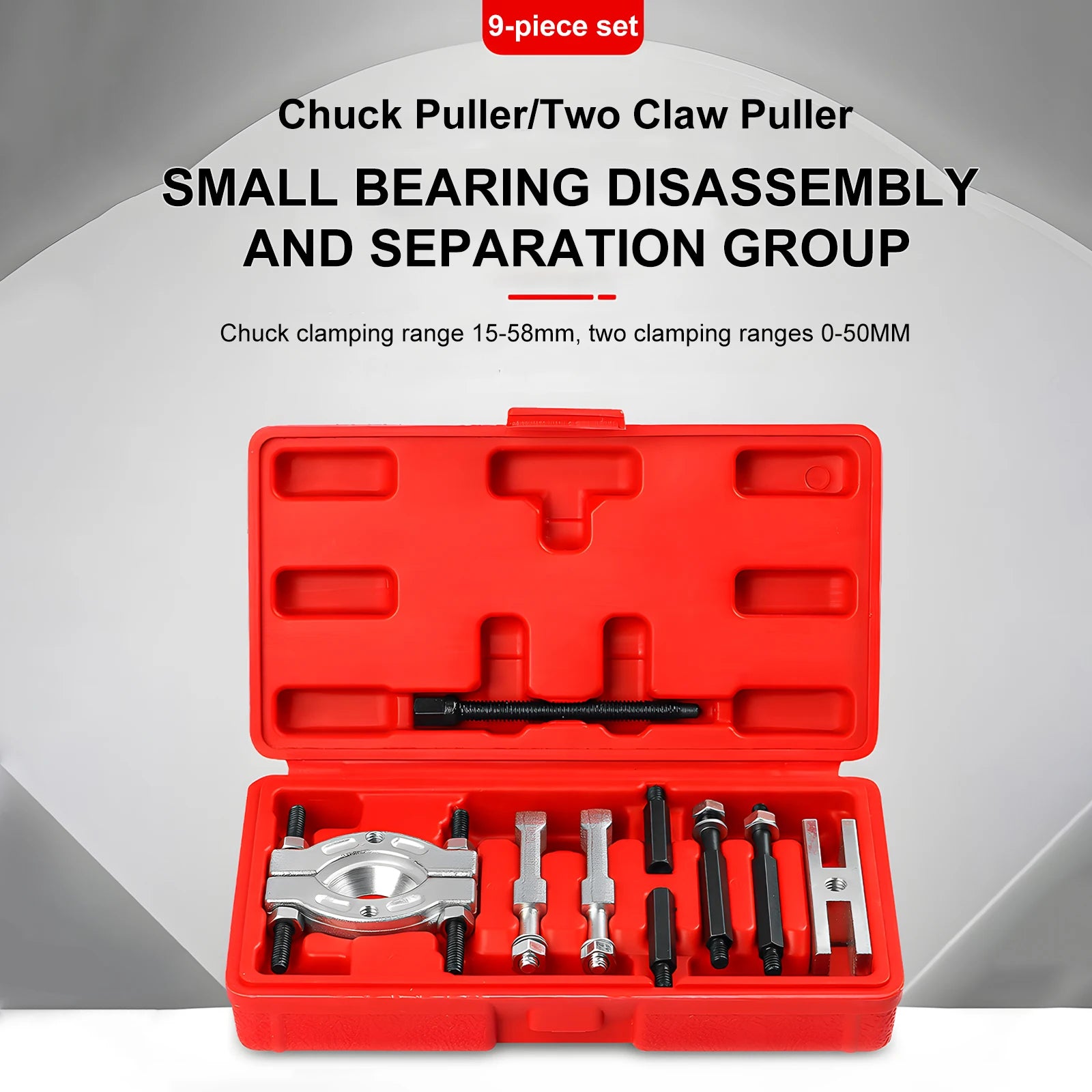 Podofo 9Pcs Bearing Puller Set Mini Bearing Separator 2 Jaw Remover Tool Kit Splitter With Extension Rods Forcing Screw For Car Wheel Hub Axle Pinion Gear Pulley Removal