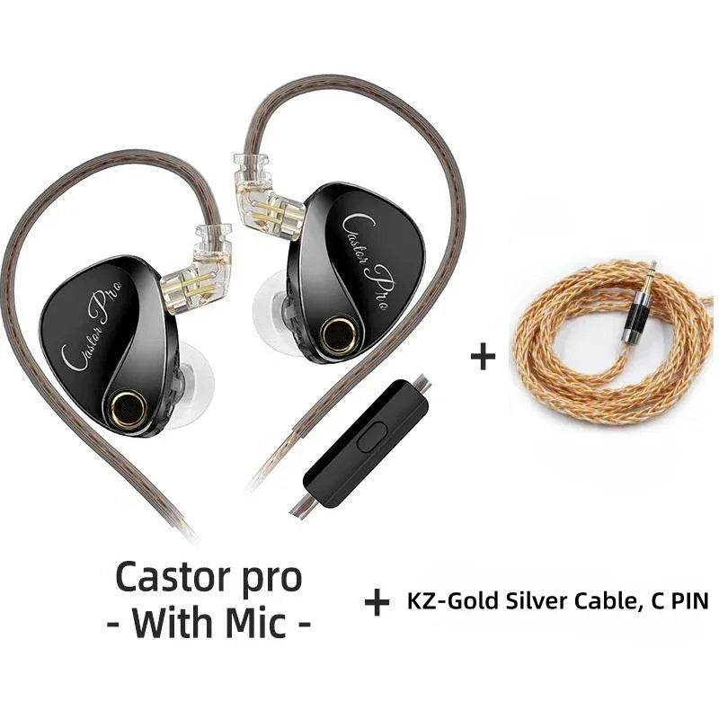 Tidesmit Dual Dynamic Driver Hi-Fi Wired In-Ear Monitors Blk MIC-Gold cable Tidesmit