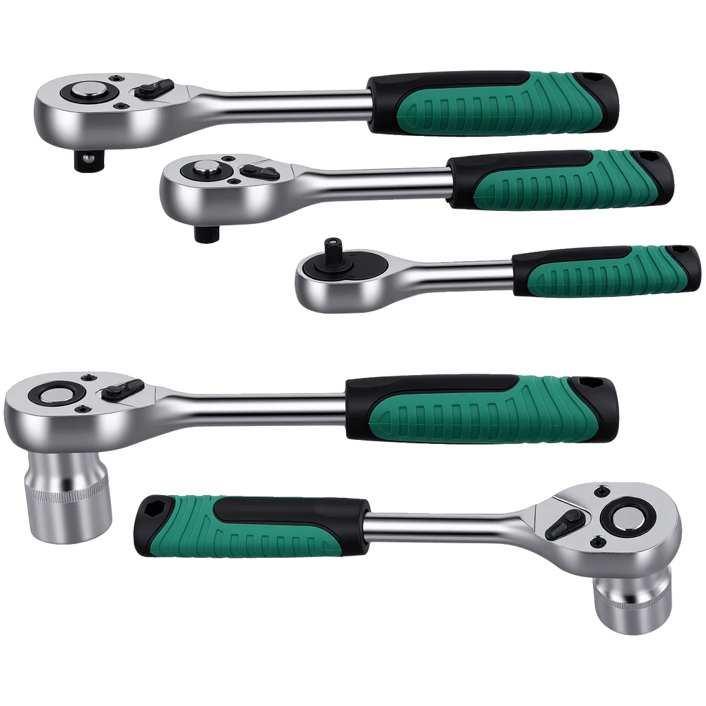 Podofo 216Pcs Socket Wrench Sets 1/4" 3/8" 1/2" Socket Wrench Sets with 24-Tooth Ratchet Wrench Ergonomic Ratchet Wrench Mechanic Tool Set For Automotive Motorcycle Repair & Home, Garage, Professional Automobile Maintenance
