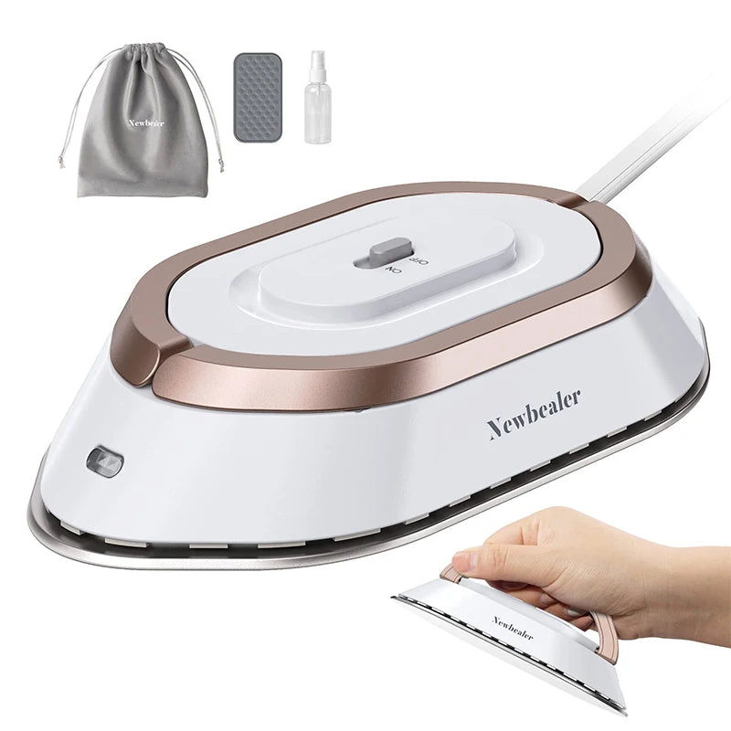 Tidesmit mini handheld travel iron showing 30-second rapid heat press plate for compact clothes ironing