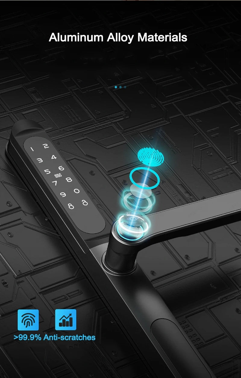 Slim 2.8CM Waterproof Sliding Door Smart Lock Fingerprint Password IC Card Key Compatibility TTlock App & Alexa Biometric Header