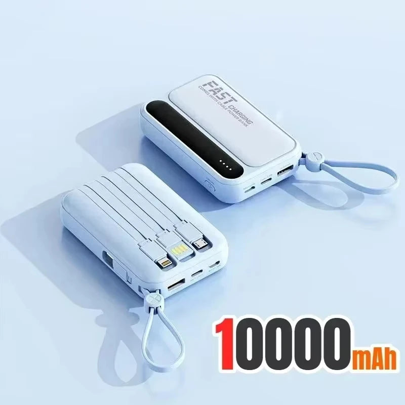 Portable Power Bank with Built-in Cables - Fast Charging 50000mAh Blue 10000mah Tidesmit