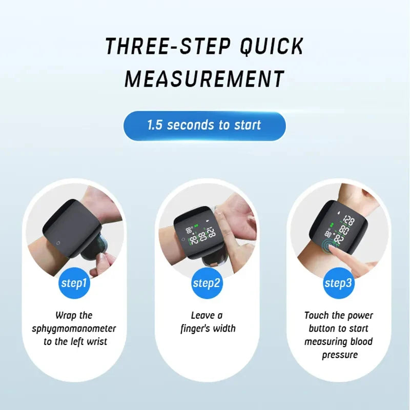 Rechargeable Digital Wrist Blood Pressure Monitor Sphygmomanometer Tonometer Tensiometer blood pressure Heart Rate Monitor