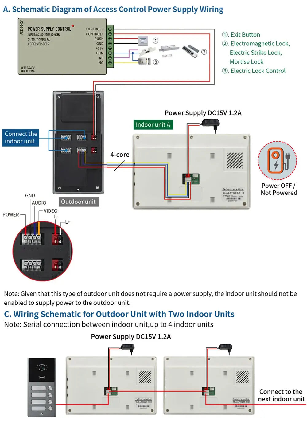 Tuya Wifi 2/3/4 Unit Apartments Residential Video Doorbell Intercom 4 Wire 7 inch Video Intercom System with RFID Card Unlock