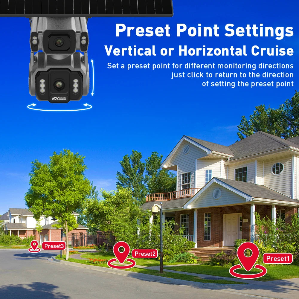 LS VISION AOV AI Tracking Outdoor Surveillance Camera 12X Optical Zoom Cctv Camera 4G Cloud SIM Dual Screen  24/7 Video Record