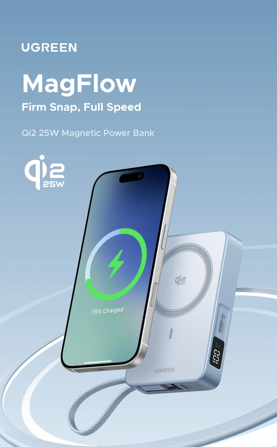 10000mAh Magnetic Power Bank 25W Fast Charger for iPhone 17 by Tidesmit Tidesmit