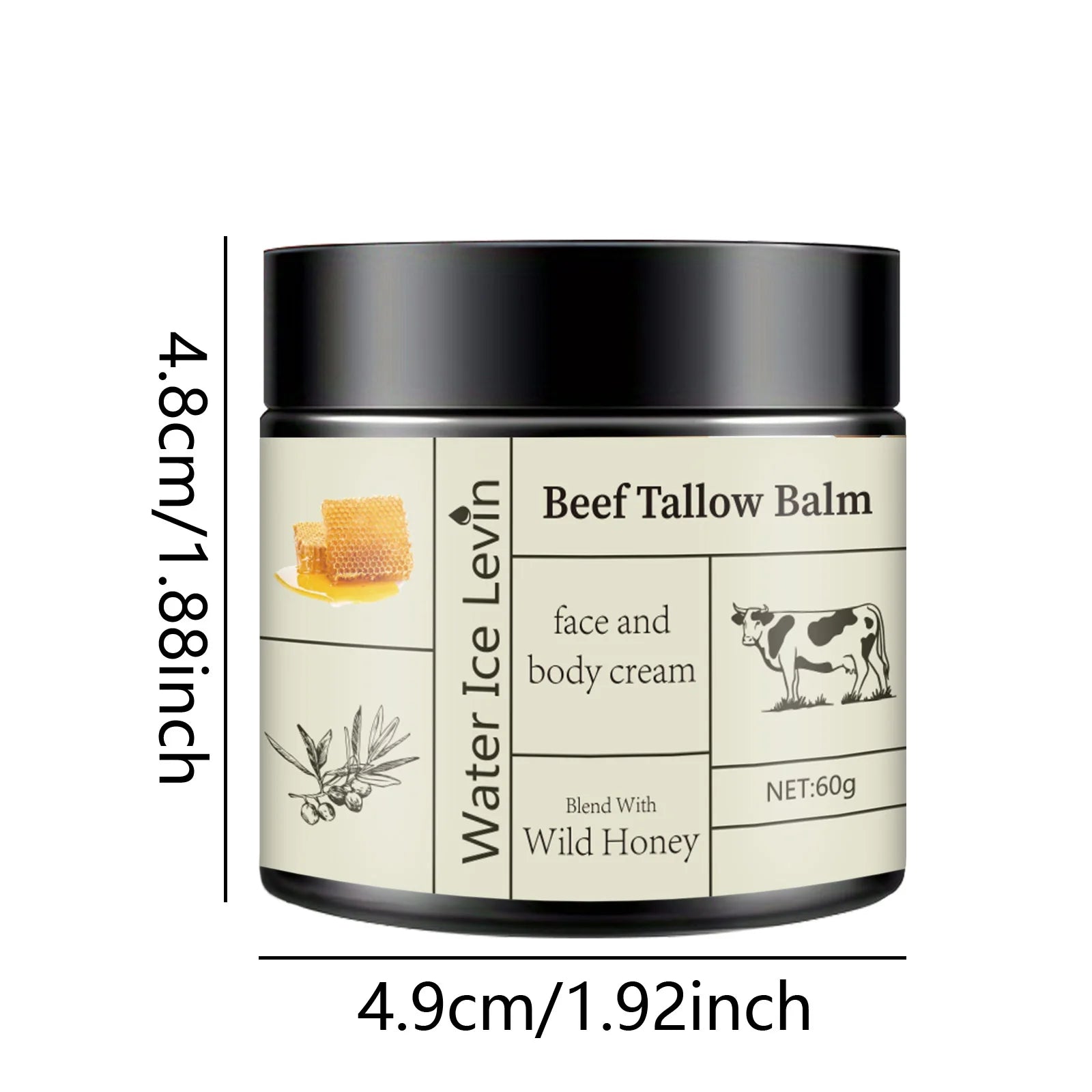 Beef Tallow Balm Locks in Moisture, Provides Deep Nourishment Non-Sticky, Fast-Absorbing for Face, Body. With Wild Honey Blend.