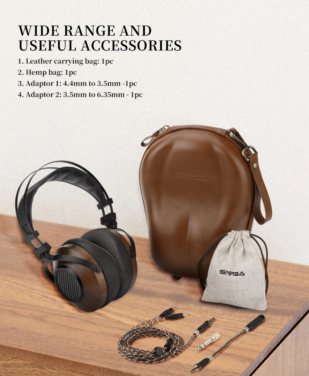 SIVGA SV023 Open Back Headphones | Walnut Wood 50mm Studio Monitor Drivers Tidesmit