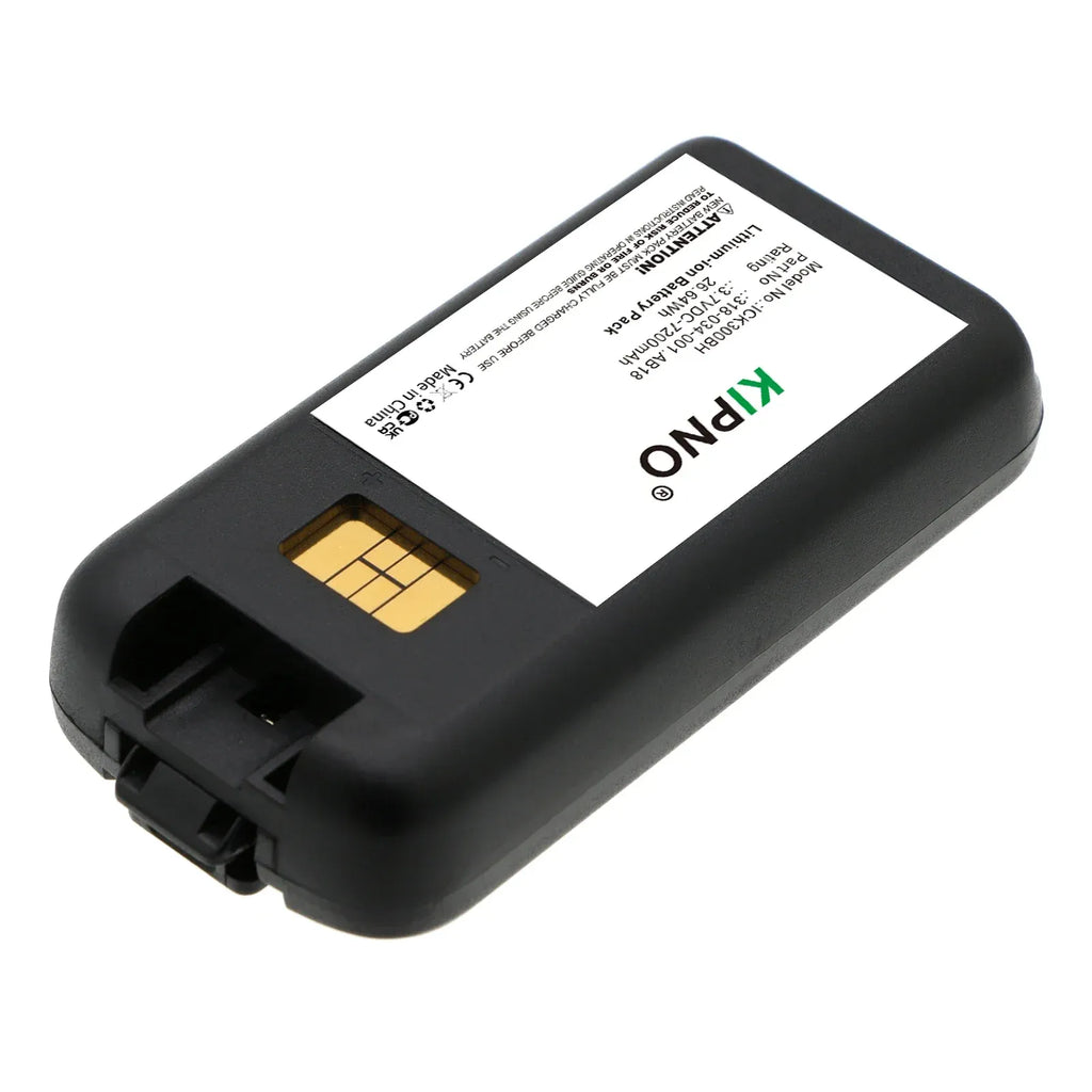 Black battery pack showing label underside with gold battery contacts