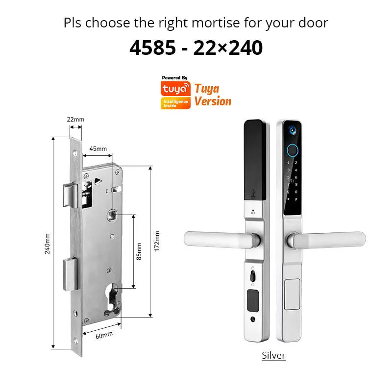 Smart Lock with Camera Door Viewer Waterproof IP66 Tuya WiFi Fingerprint Password Sliding RFID Card Sliding Electronic Door Lock