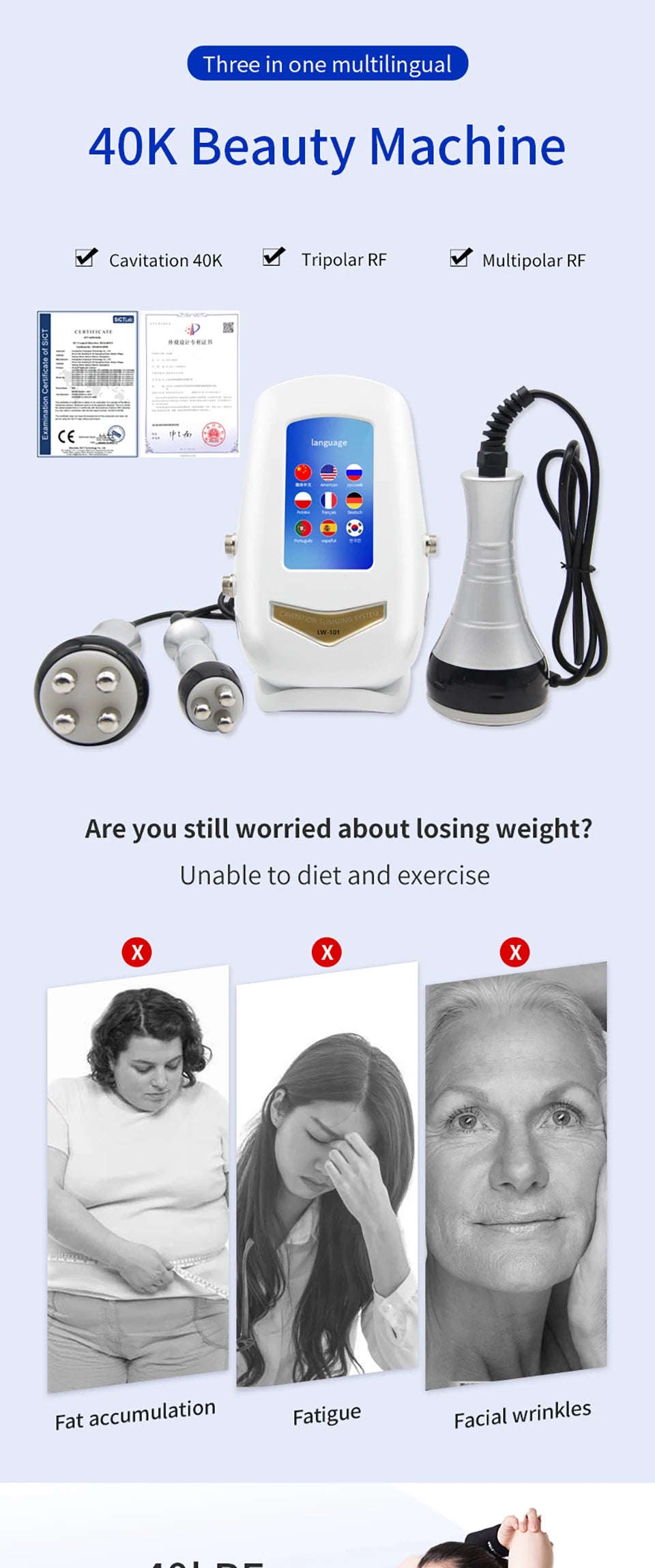Ultrasonic Cavitation Machine for Body Shaping and Skin Tightening Body Shaping Massage Equipment Tidesmit