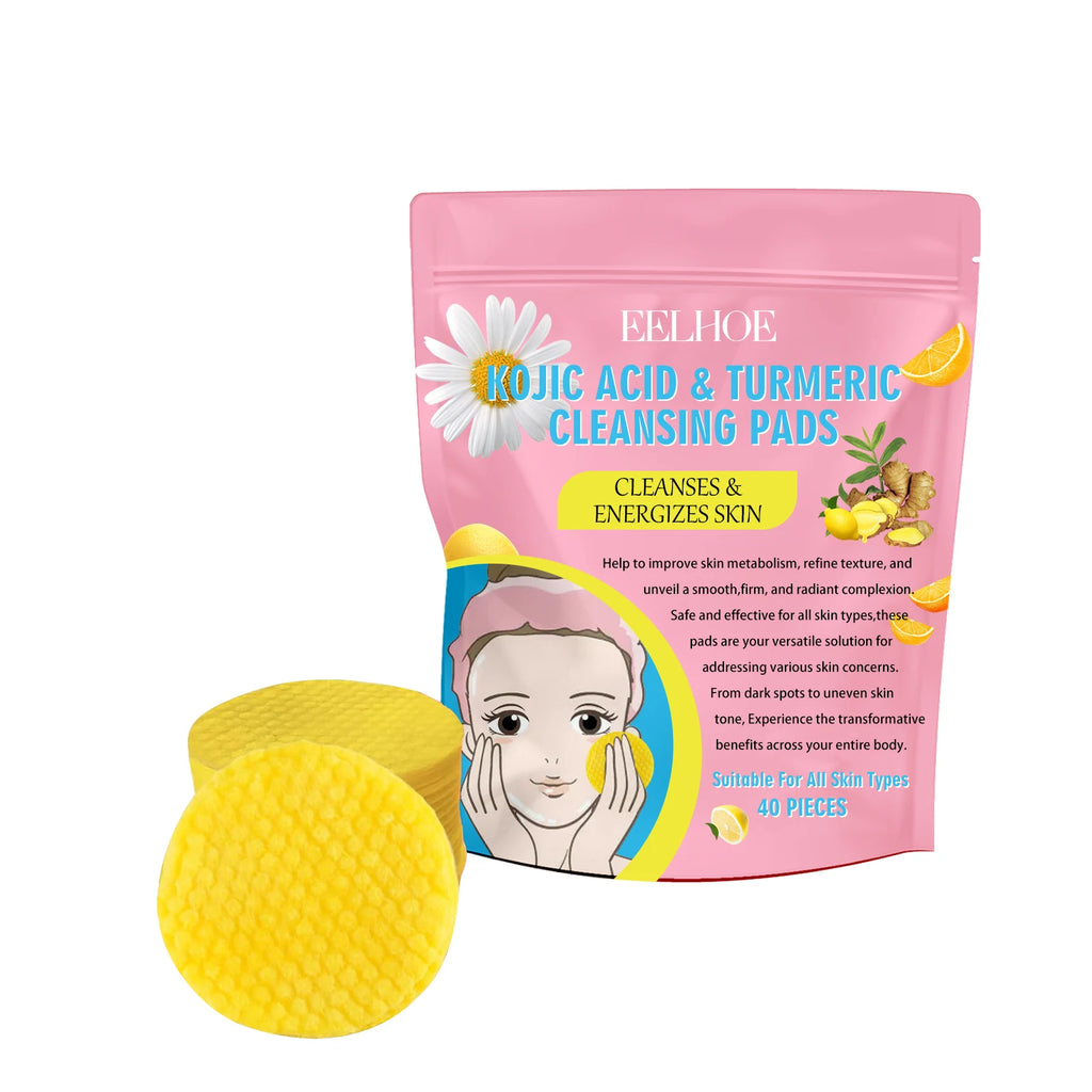 Turmeric Kojic Acid Cleansing Pads Exfoliating Pads Shrink Pores Removing Dead Skin Smooth Brightening Skin Face Cleansing