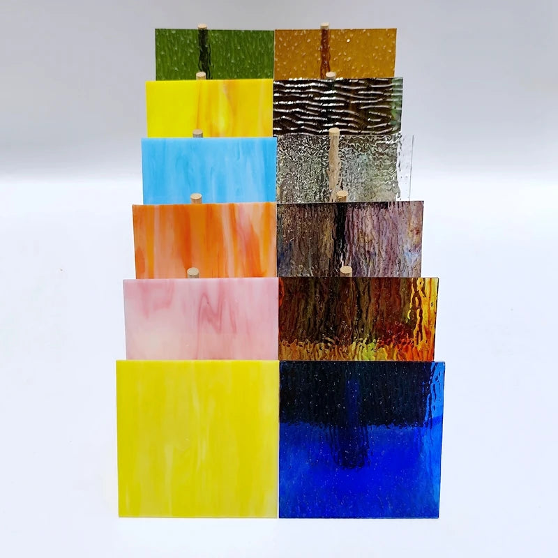 12pcs 4X4in Textured glass Transparent stained glass sheet diy mosaic tile glassstained glass supplies  crafts and art supplies