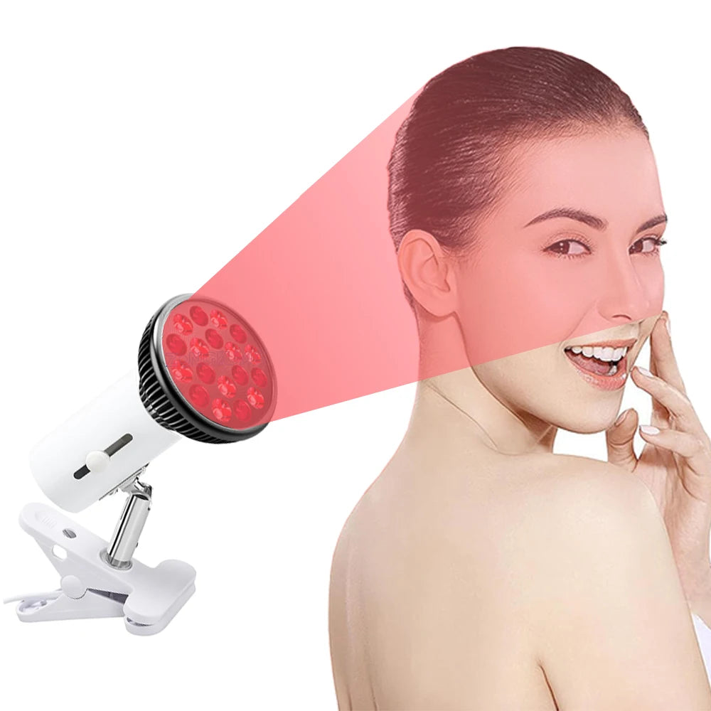 Red Light Therapy Lamp with Holder 300° Adjustable Clamp 660nm&850nm Infrared Combo Bulb for Skin Care Pain Relief and Recovery