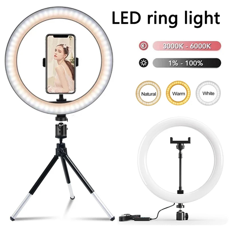 12-Inch LED Ring Light with Adjustable Tripod Stand for Content Creators Tidesmit