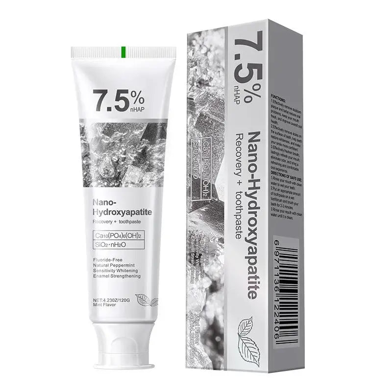 Tidesmit 7.5% Hydroxyapatite Probiotic Whitening Toothpaste for enamel repair and fresh breath.