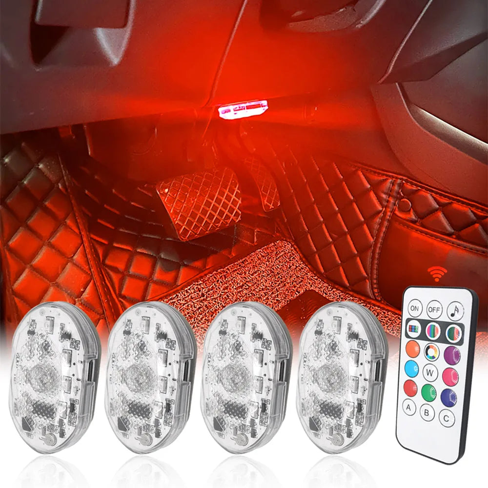 RGB Car LED Interior Lights - Voice Controlled 4-Piece Set by Tidesmit Tidesmit