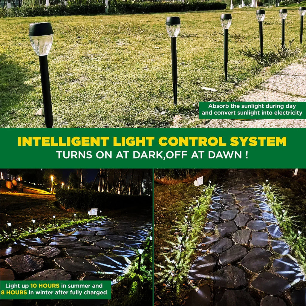 12Pcs Solar-Powered Outdoor New Style Stick Lights, Lawn Lights, Warm Light/White Light Led Lighting, Garden Lights, Path Lights, Suitable for Sidewalks, Patios, Yards, Villa Gardens, and Ground-Inserted Lights
