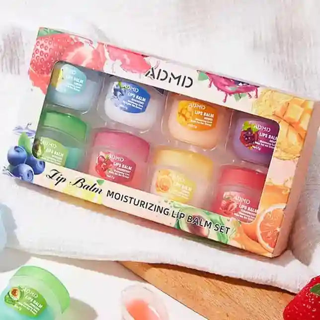 Fruit Lip Balm Set | Moisturizing Lip Care Treatment 8 Pack by Tidesmit Lip Care 1 box Tidesmit