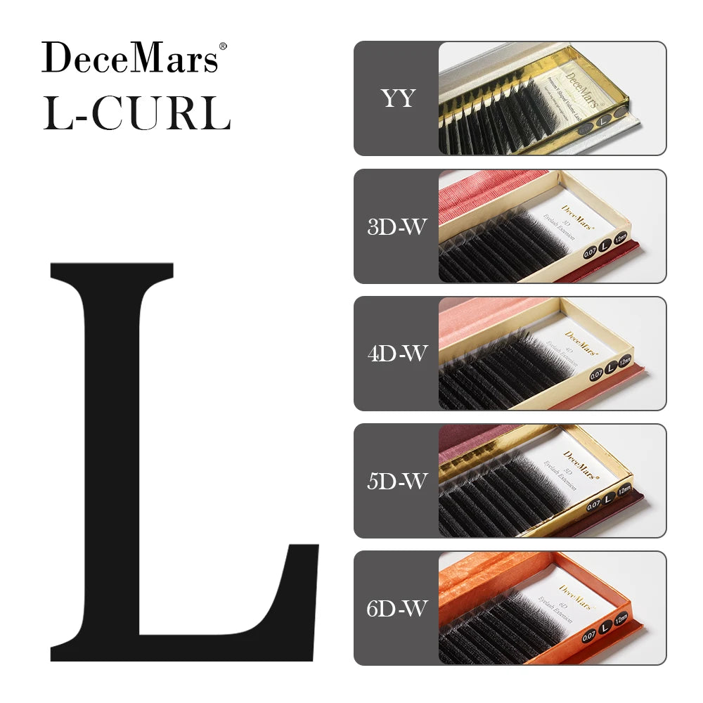 DeceMars L-curl M Curl YY 3D 4D 5D 6D Eyelash Extension 12 Lines for Makeup Tidesmit