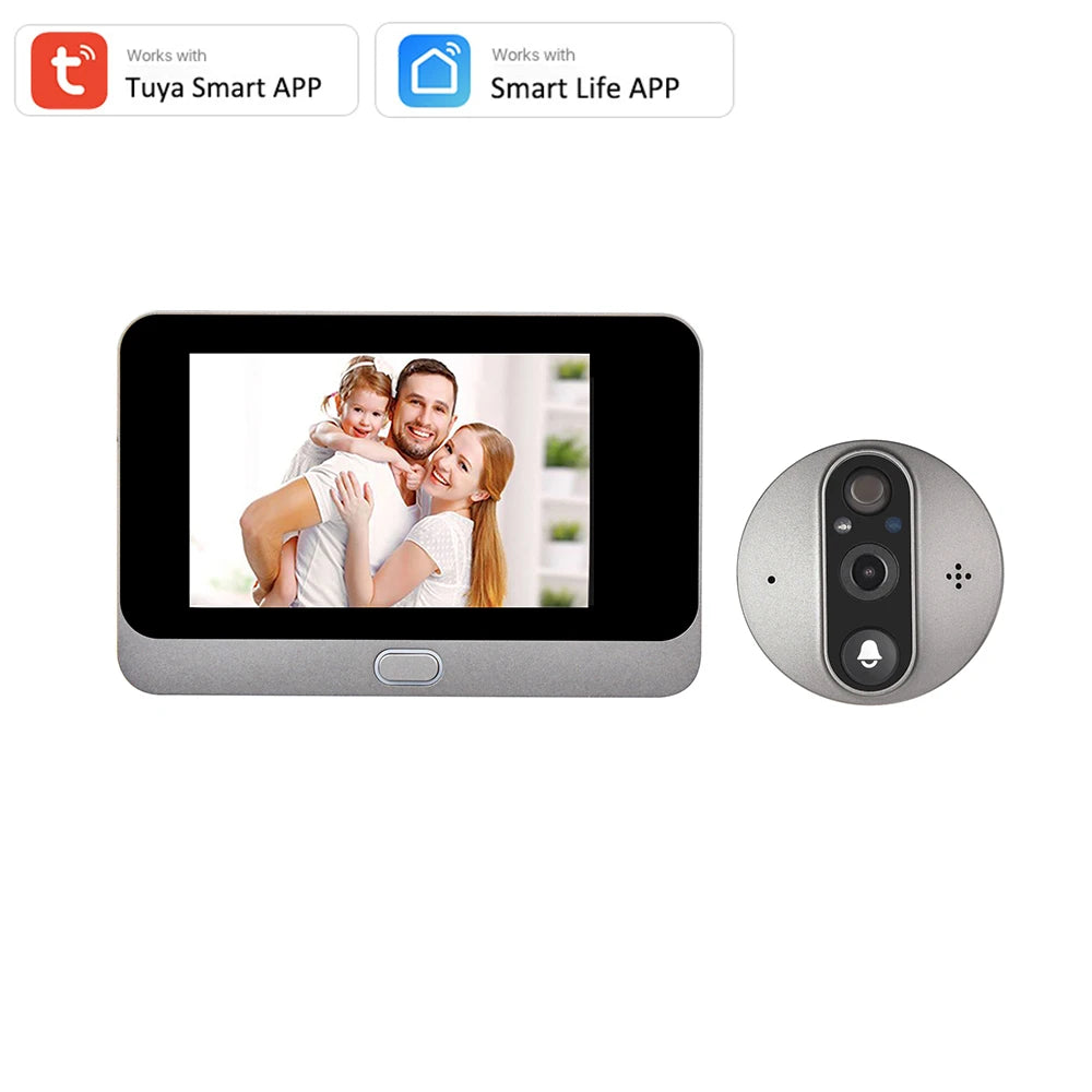 Yuezhe Tuya 3MP Peephole Smart WiFi Doorbell with Camera 4.3inch 1080P Eye 5000mAh PIR Motion Alarm Alexa Bell for Home
