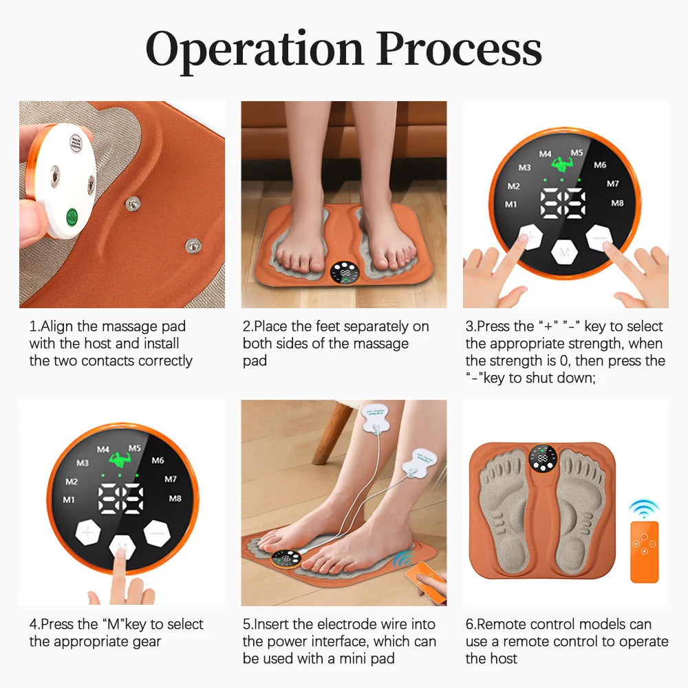 Foldable Electric Foot Massager Mat - 8 Mode Muscle Stimulator Relaxation Treatment Tidesmit