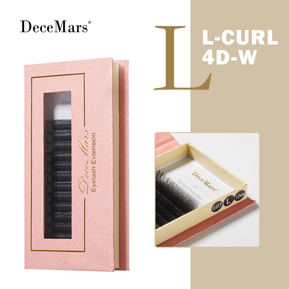 DeceMars L-curl M Curl YY 3D 4D 5D 6D Eyelash Extension 12 Lines for Makeup False Eyelashes 4D L Black 0.07mm Tidesmit